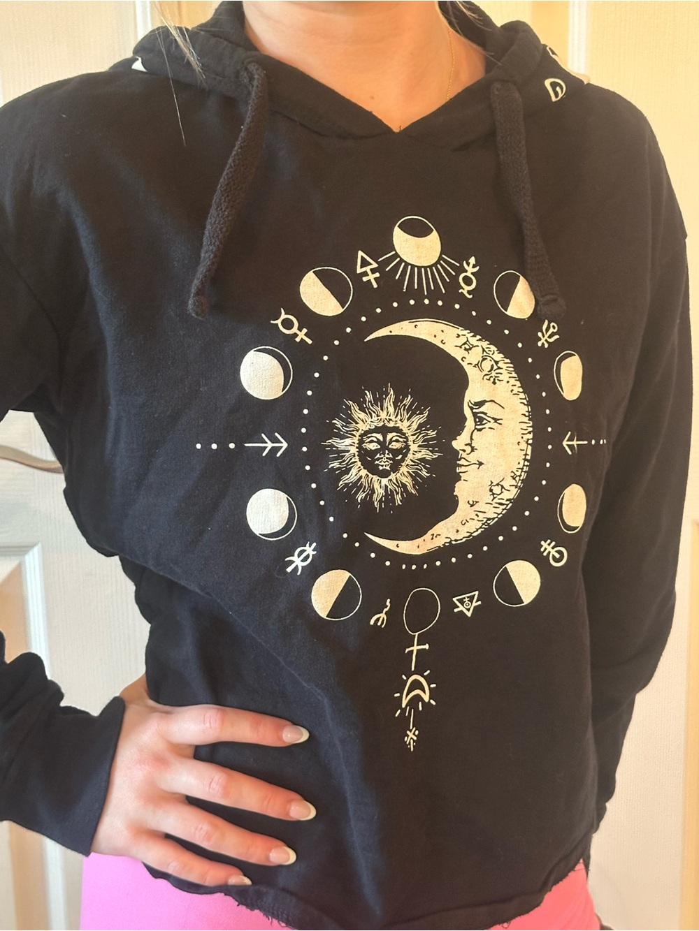 Midnight Hour phases of the Moon goth Graphic Hoodie Sweatshirt black Small S